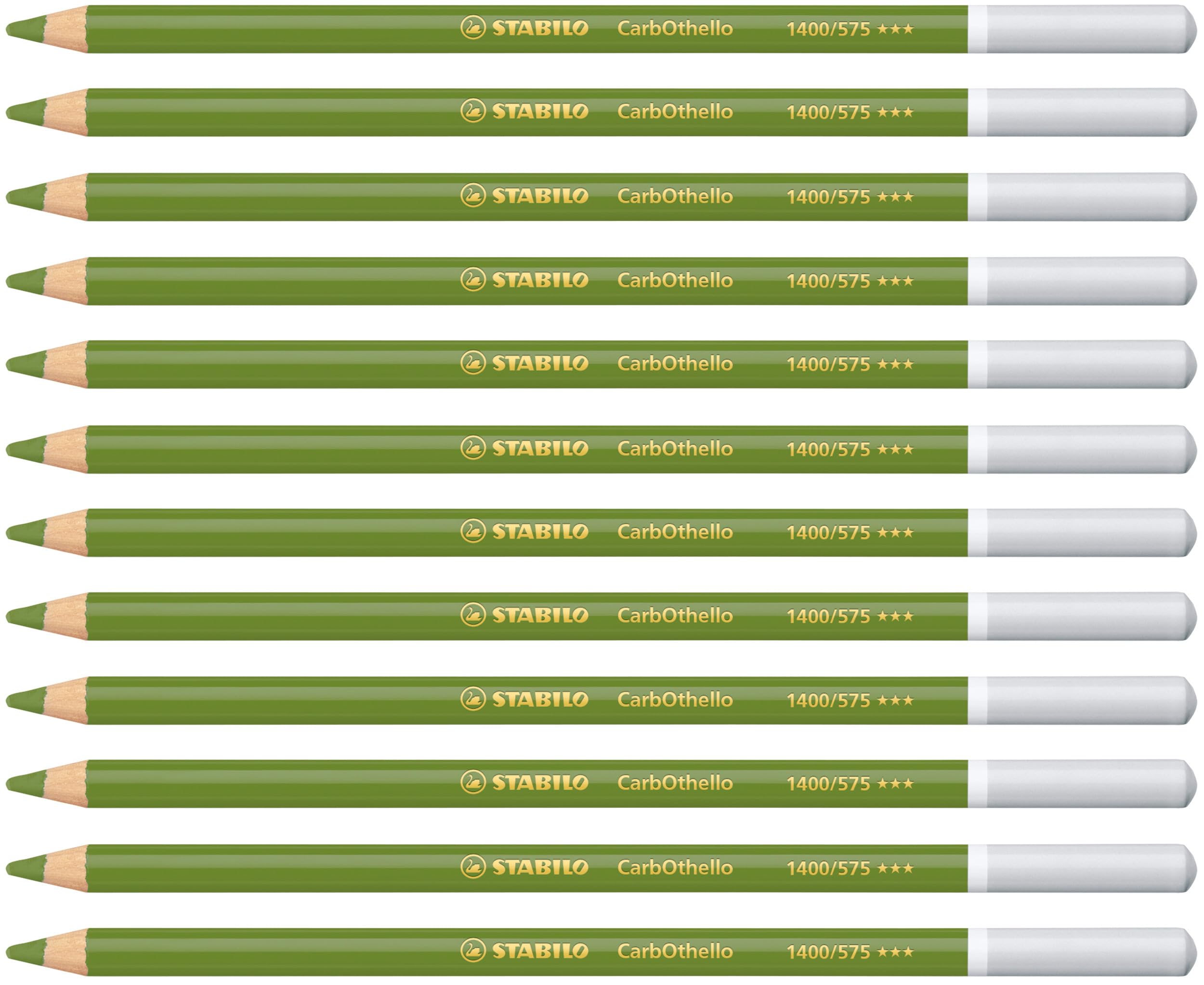 STABILO CarbOthello - Chalk-Pastel Pencil - Pack of 12 - Leaf Green