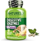 NATURELO Digestive Enzymes - Full Spectrum Support with a Broad Blend of 15 Enzymes Plus Ginger - 90 Vegan Capsules