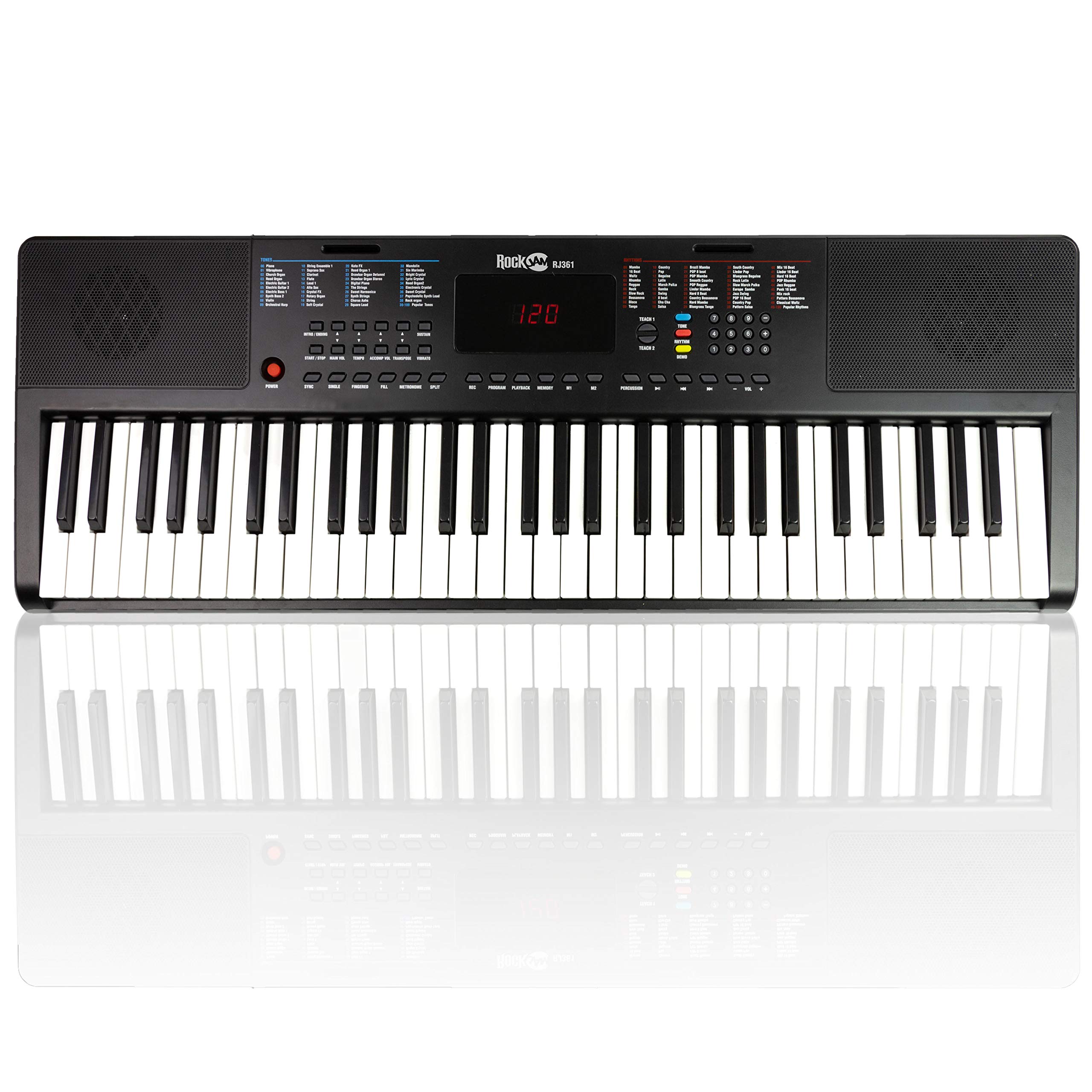 RockJam 61 Key Compact LED Keyboard Piano