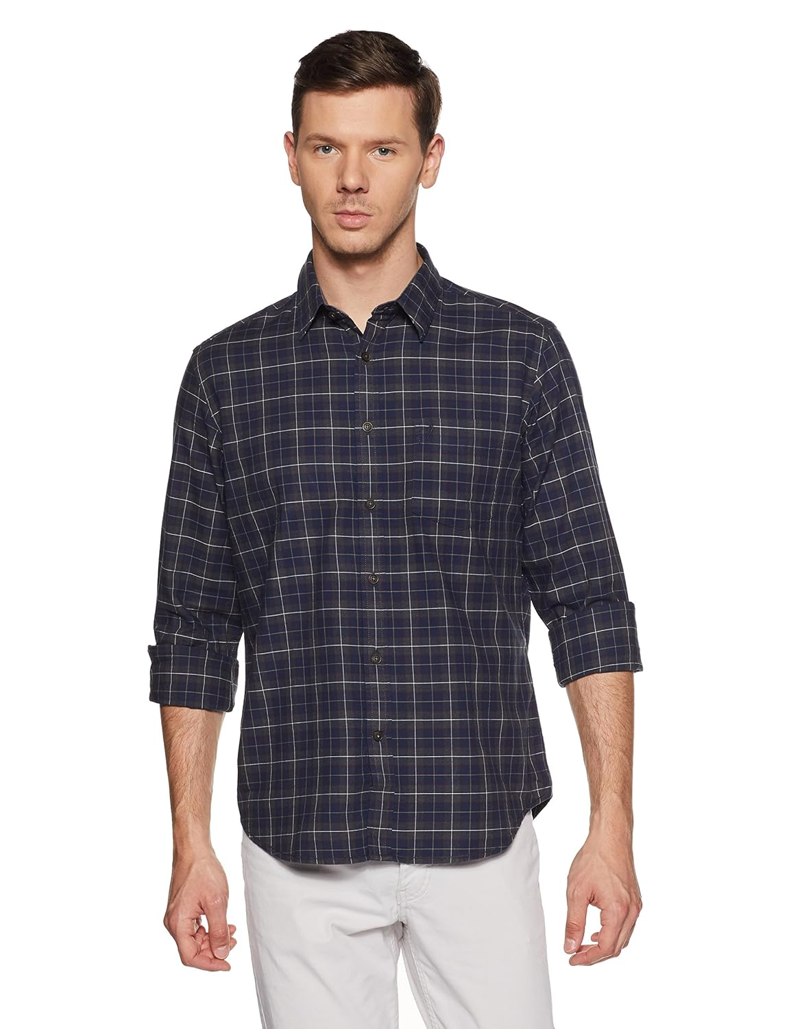 indian terrain men's checkered regular fit casual shirt