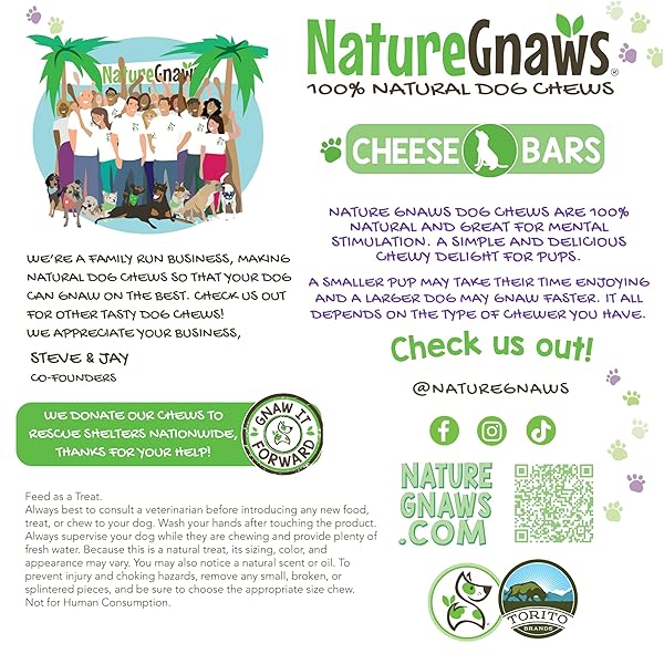 NATURE GNAWS BACON CHEESE BAR CHEWS FOR DOGS (4 COUNT) – HARD LONG LASTING FOR AGGRESSIVE CHEWERS – RAWHIDE FREE DOG CHEW BONES – YAK ALTERNATIVE