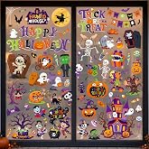 Halloween Window Clings, Halloween Stickers for Halloween Decorations Indoor, Halloween Window Decorations for Treat or Trick Party Decor, Halloween Decorations Outdoor Accessories