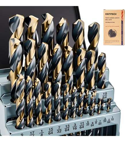 Lot De 6 Forets Hélicoïdaux Drill America – 15/32″ (11,9mm) Noir Et Or