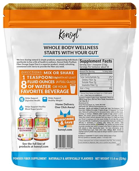 KONSYL DAILY PSYLLIUM FIBER ORANGE SUGAR FREE