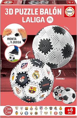 - Puzzle Balón 3D LALIGA 32 Piezas | Juego de Fútbol Creativo para Montar y Jugar | Múltiples Formas y Adhesivos | Balón 14 cm | Juguete Construcción Niños +6 Años (20339)