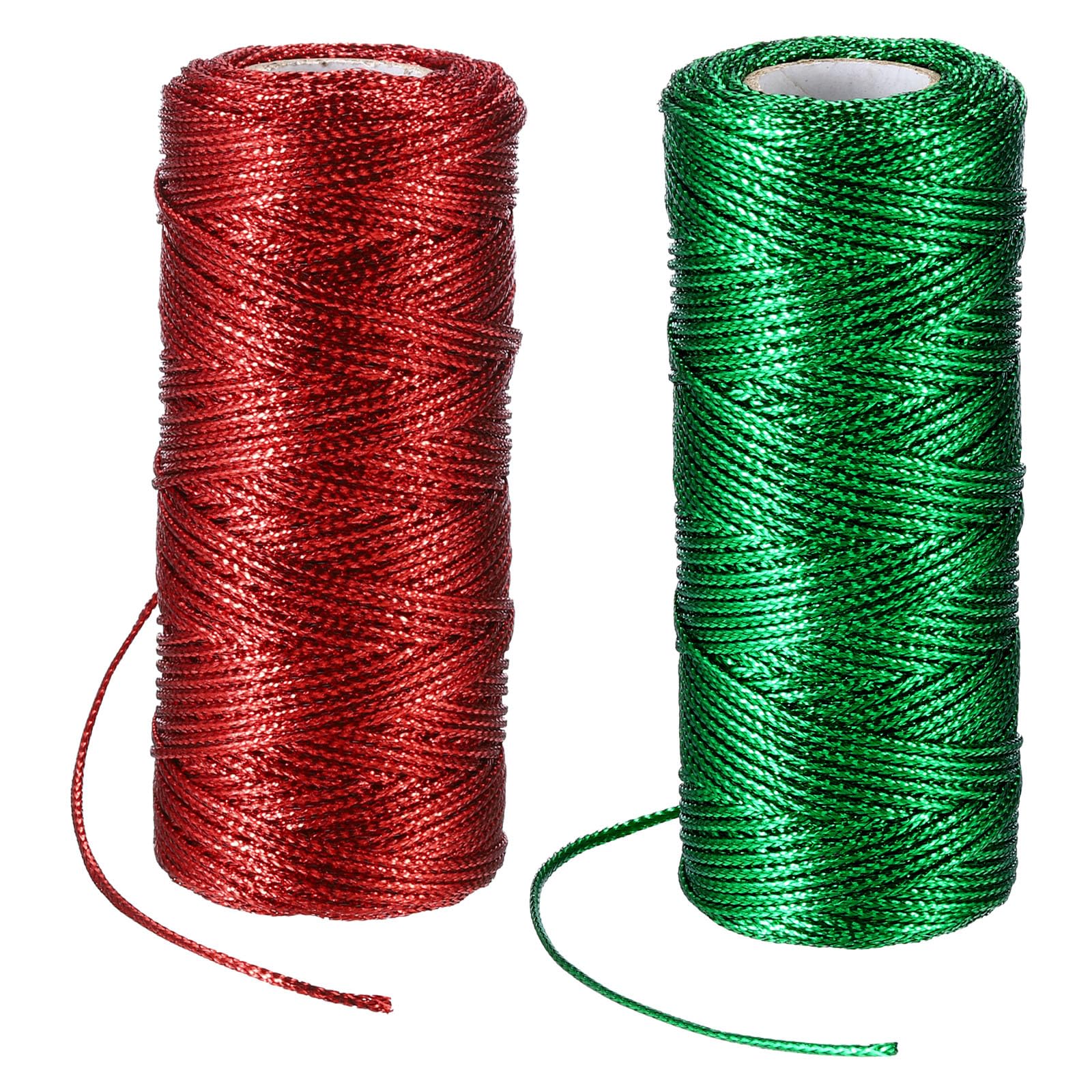 PATIKIL 110 Yards Decorative Metallic Bakers Twine, 1 Rolls Wrapping Twine String Rope DIY Tie Gift Packing Materials for Christmas Crafts Wedding Present,Red & Green