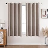 CUCRAF 100% Blackout Curtain 54 Inch Drop 2 Panels Linen Thermal Eyelet 46x54