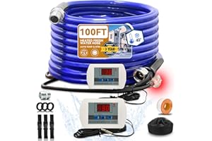 Cupohus Heated Water Hose for RV 100FT- Adjustable Temperature Control & Real-Time Monitor, Freeze Protection Down to -45℉ fo