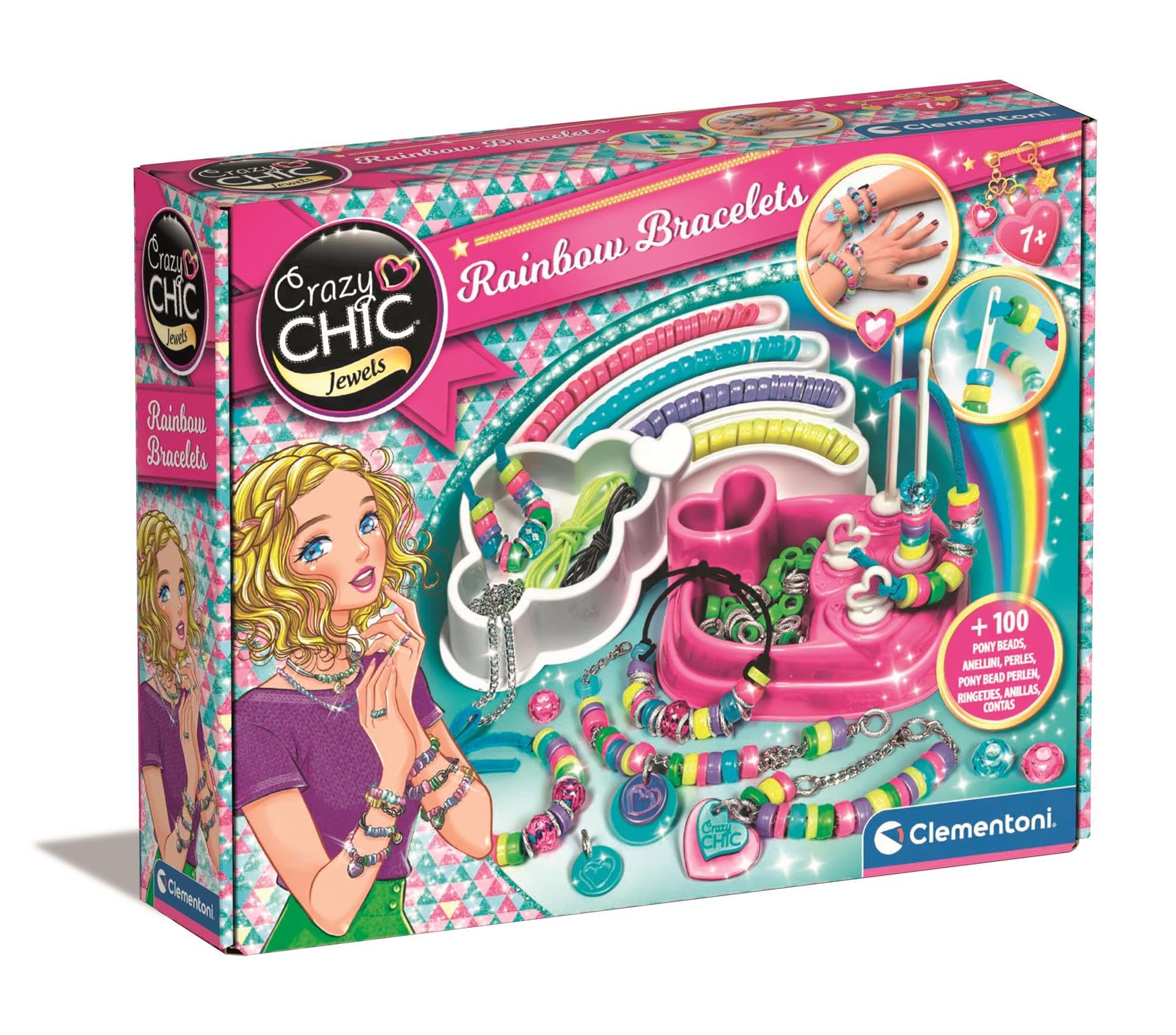 Clementoni- Crazy Chic Trendy Bracelets: Craft Set for Making Jewellery, Easy To Use, Inspiring Creativiity (7+ Years)