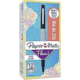 Paper Mate Flair Felt Tip Pens, Ultra Fine Point (0.4mm), Black, 12 Count