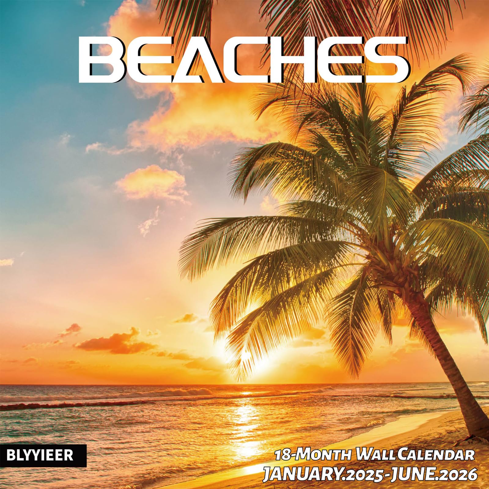 Photo 1 of 2025 Wall Calendar BEACHES, 18 Months Hangable Wall Calendars, Beach Calendars 2025-2026, 12" x 24" (Open), Thick Glossy Paper, Organizing & Planning