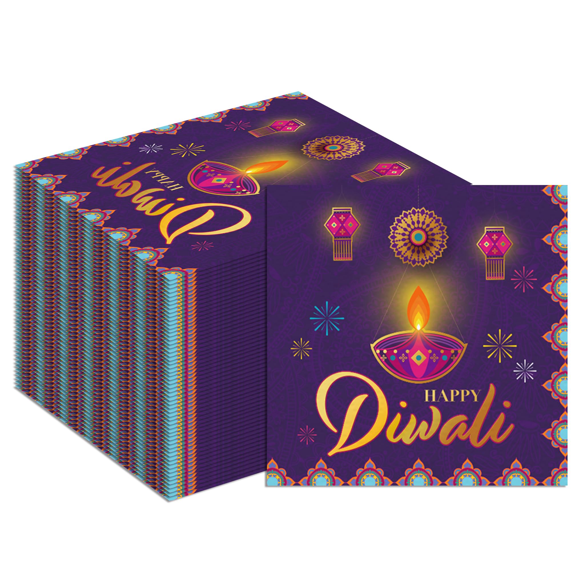 Photo 1 of 100PCS Diwali Napkins Disposable Paper Napkins for Indian Diwali Light Party Decorations Banquet Birthday Wedding Event Indian Festival