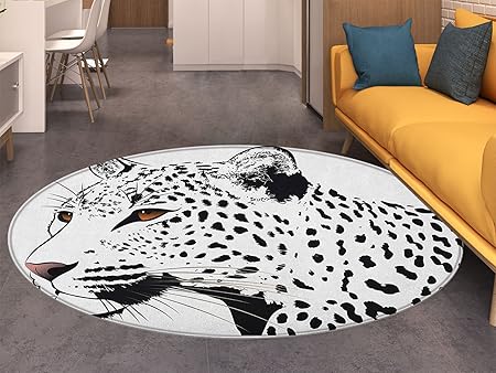 Tapis Rond Tatouage Enfant Tapis Imprimé Grand Chat Célèbre