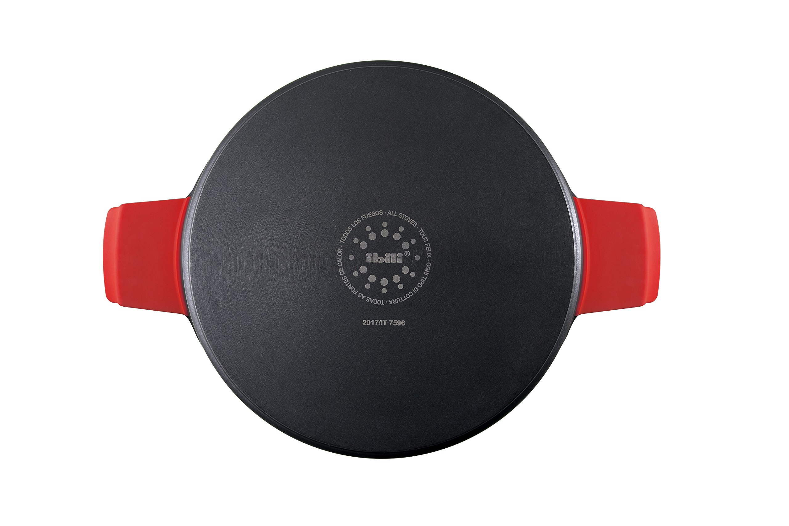 IBILI Excellent Titanio Cast Aluminium Stew Pot, Glass Lid and Silicone Grips, 24 cm, Non-Stick, Suitable for Induction Hobs