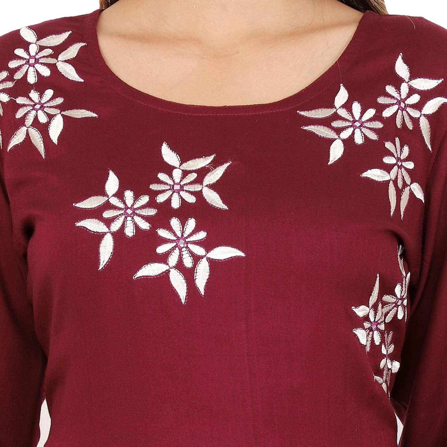 cottonwalas women's rayon embroidered anarkali kurtis