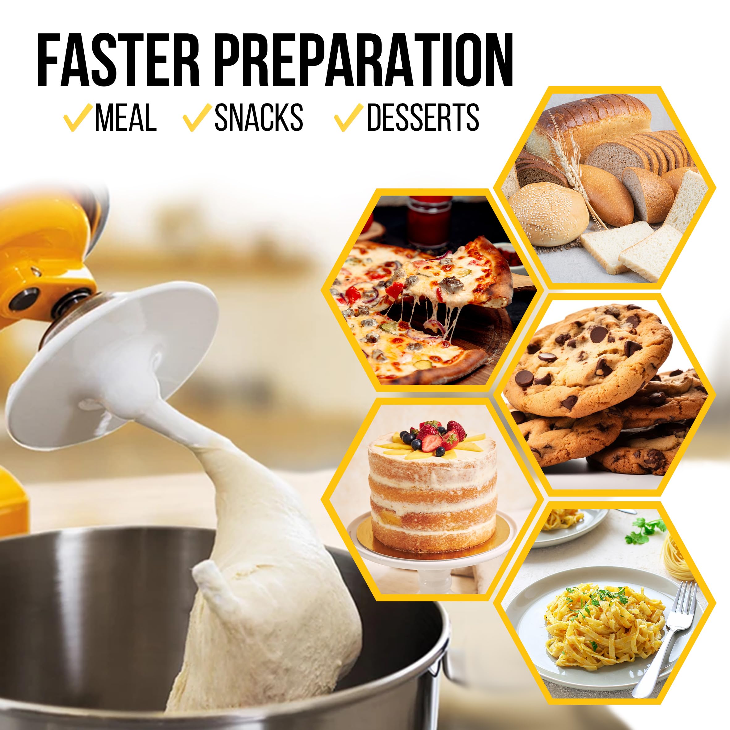 PartsBroz Kitchen Aid Dough Hook Attachment for Stand Mixer 4.5 Qt, 5 Qt for KitchenAid Dough Hook Attachment K45DH for Artisan Bread Kneading Model K45 KSM150 K45SS KSM95 KSM96 KSM90 KSM150PS K45SSWH