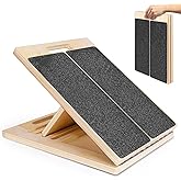 Portable Wooden Slant Board for Calf Stretching Squats Calf Stretcher Pilates Physical Therapy Equipment Adjustable Incline Board for Knees Ankle Heel Feet Leg