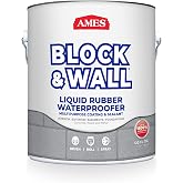 Ames Block &amp; Wall&trade; Liquid Rubber Waterproofer Multi-Purpose Coating &amp; Sealant - 1 Gallon - Perfect to Use As Concrete Sealer and Waterproofer for Basements and Foundations - Made in The USA, White