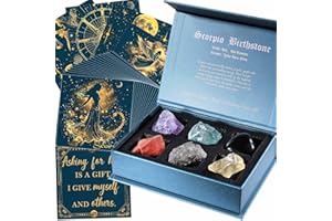Faivykyd Scorpio Birthday Crystals Gifts - w/50 Daily Affirmations Cards and 6 Healing Crystals Natural Stones, Positive Affirmations with Inspirational Quotes, Spiritual Gifts for Women