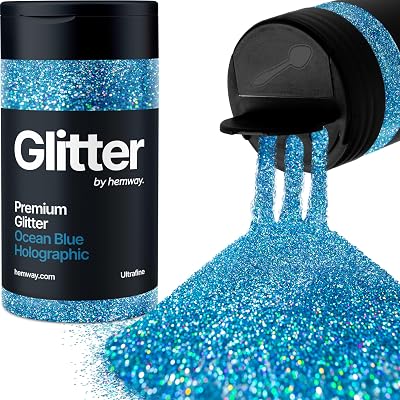 Hemway Holographic Ocean Blue Glitter Shaker 130g Ultrafine 1/128" Flake