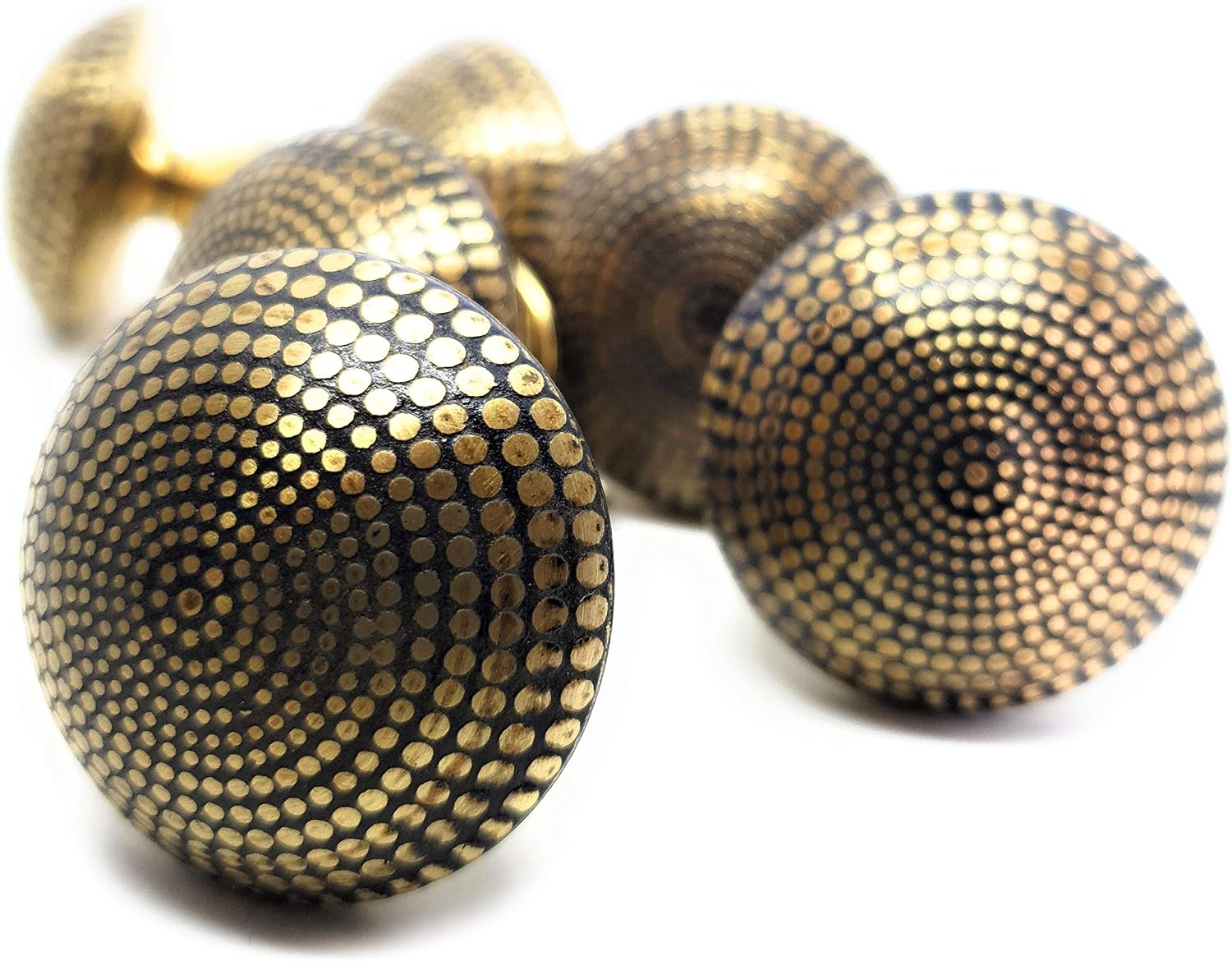 French Furniture Fittings Set of 6 Antiqued Brass Dimple Knobs, Kitchen Cabinet Pulls, Cupboard, Chest, Furniture - Image 4