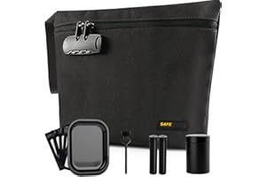 SafeDelux Storage Bag with Combination Lock, Water Resistant Carbon Lining Portable Bag File Organizer Enduring Travel Bag Durable and Stylish Great Gift for Men Women (Black)