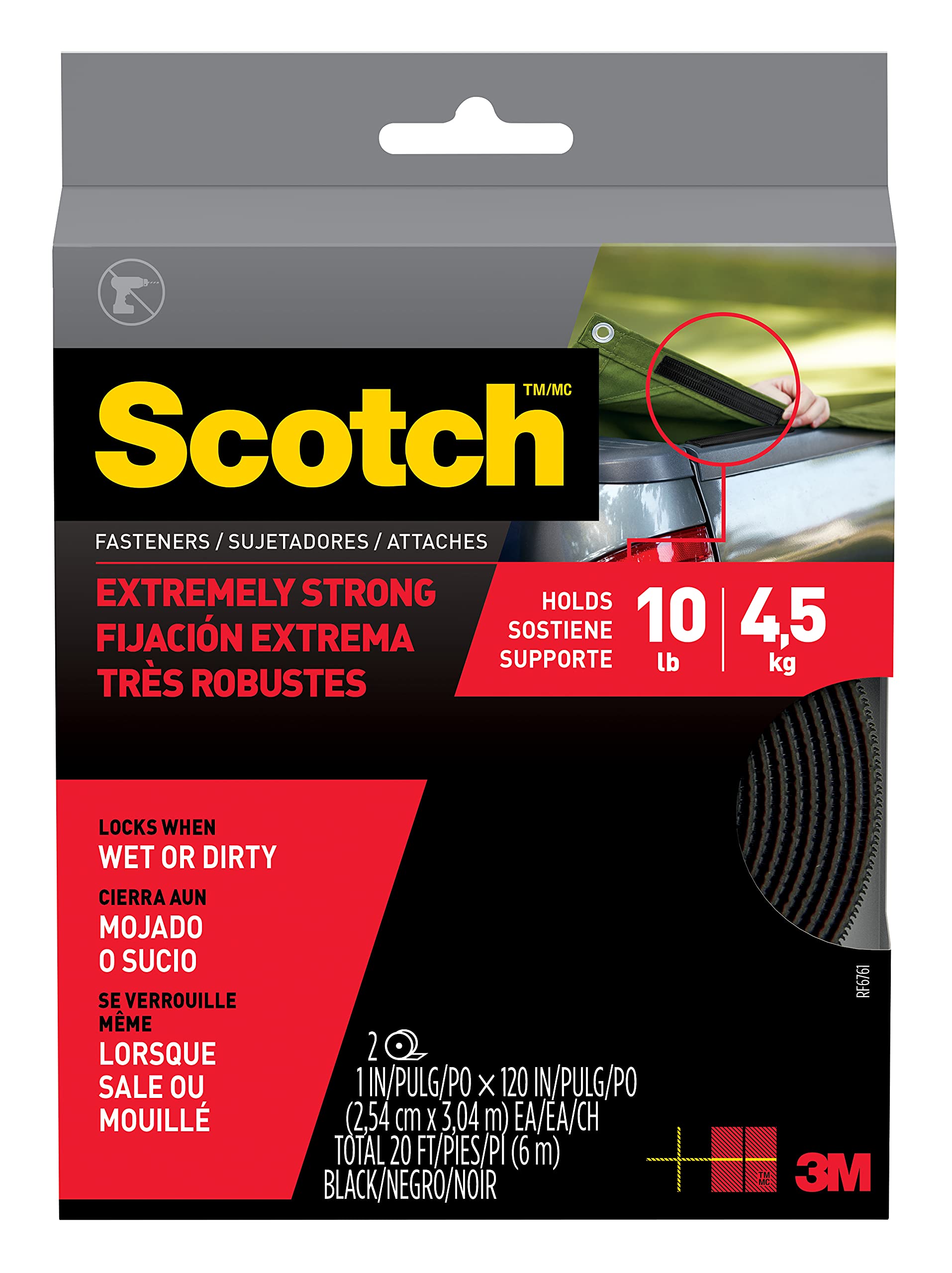 Scotch-Mount 3M RF6761 Scotch Extreme Connectors, 10 x 1-inch, Black
