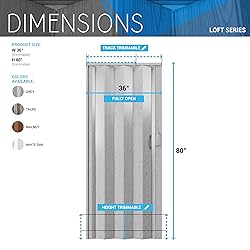 36" W Premium Foldable Accordion Doors, Double