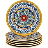 Certified International Portofino 9" Melamine Salad/Dessert Plate, Set of 6, Multi Colored, Medium
