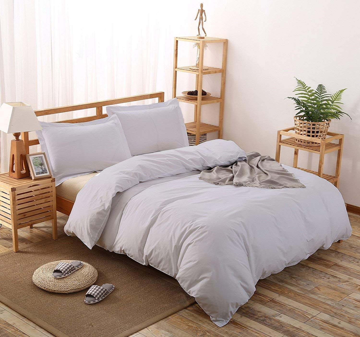 Comfort Beddings Luxurious King Duvet Cover Set 600TC 100% Egyptian Cotton UK King Quilt Cover with 2 Oxford Pillowcases (Color Silver) — image 1