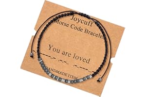 JoycuFF Inspirational Morse Code Bracelets for Women Men Birthday Christmas Gifts for Daughter Mom Dad Sister Aunt Boys Jewelry Encouragement Adjustable Beaded Wrap Bracelet