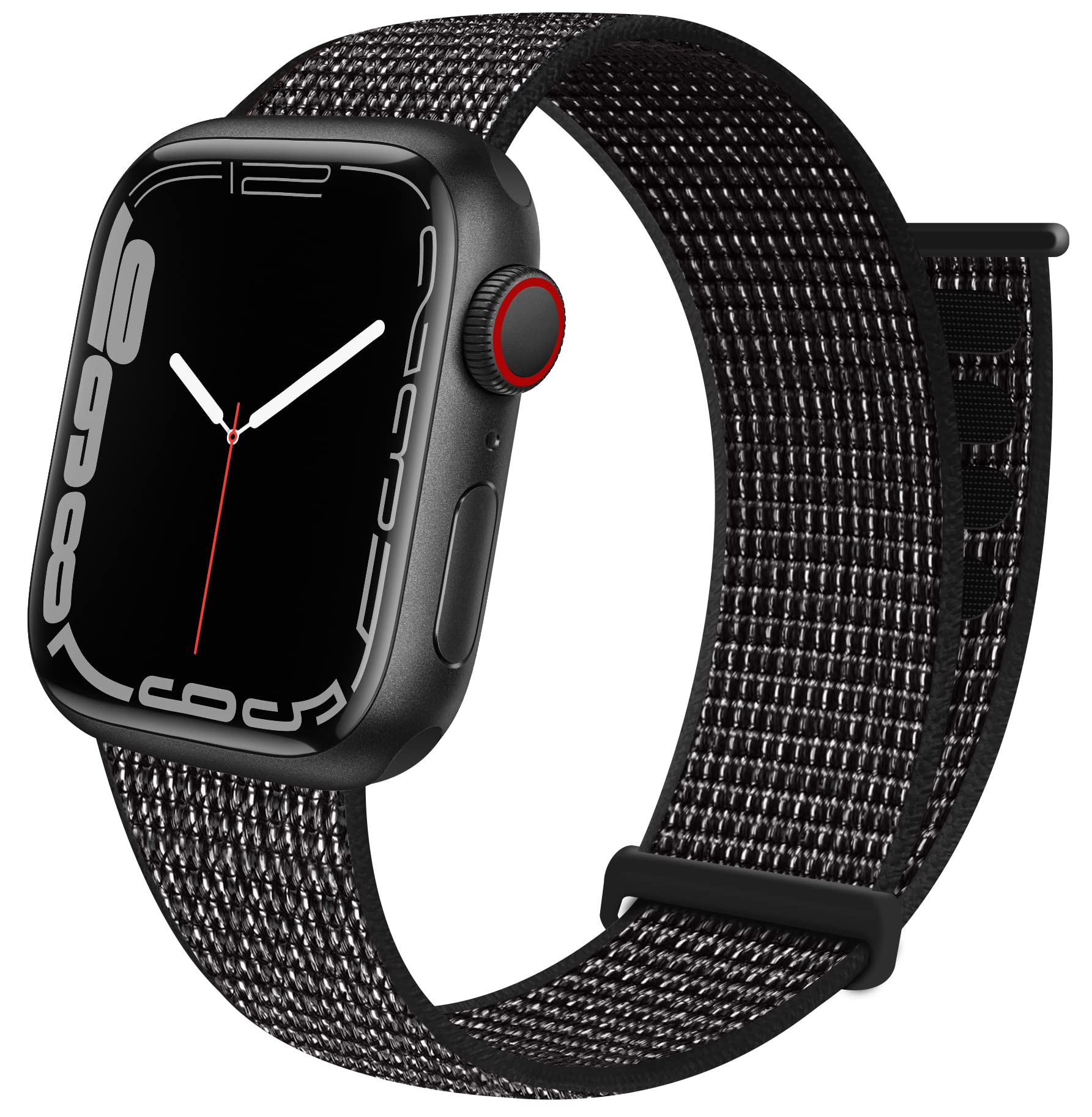 Sport Loop Band Compatible with Apple Watch Band 38mm 40mm 42mm 44mm iWatch Series 6 5 SE 4 3 2 1 Strap, Nylon Velcro Women Men Stretchy Elastic Braided Adjustable Wristband, 42mm 44mm Laser Black