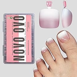 NOVO OVO Fake Toe Nail Tips Press on, French Tip
