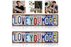 Love You More Sign Vintage Metal Wall Decor – Retro License Plate Tin Sign for Farmhouse Home, Kitchen, Living Room, Bedroom,