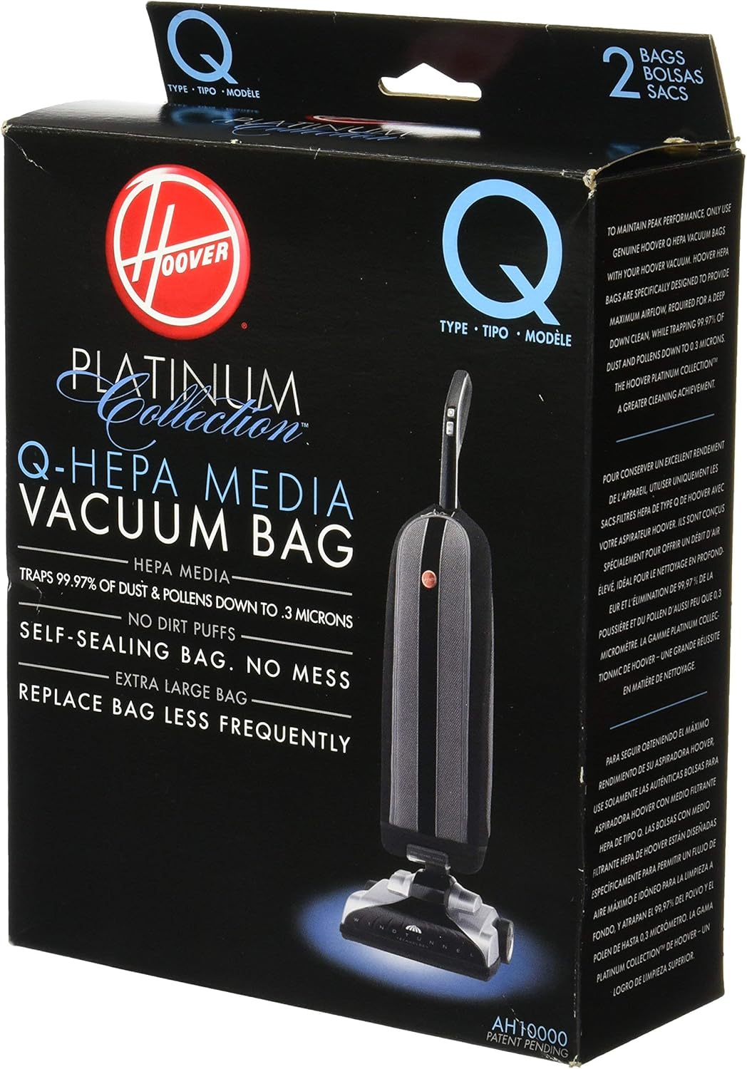 Hoover AH10000 Platinum Type-Q HEPA Vacuum Bag, 2 Count (Renewed)