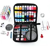 QPHYFXF Portable Sewing Kit,86‑Piece Mending Supplies with Storage Bag | Includes threads,needles &amp; tools;2 configs(magnifying glass/thimble).Ideal for home,dorm,travel,emergency &amp; DIY.