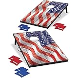 Backyard Champs Corn Hole Outdoor Game USA Stars and Stripes: 2 Regulation MDF Cornhole Boards and 8 Bean Bags, 2 x 3 Foot