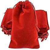 AEAOA Gift Bags, Pack of 10 pieces 12" X 8" Velvet Drawstring Jewelry Pouches, for Candy, Toys, Jewelry, Treats, Birthday Party Favors (Red)