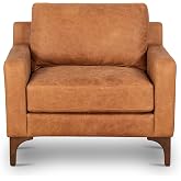Poly &amp; BARK Sorrento Lounge Chair in Full-Grain Pure-Aniline Italian Tanned Leather in Cognac Tan
