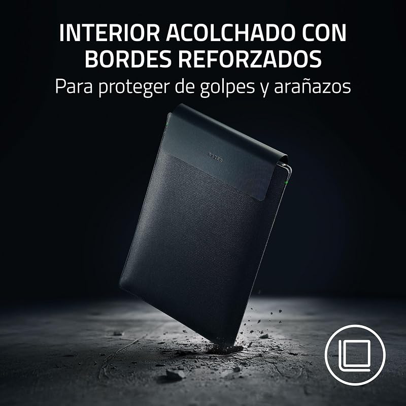 Funda para portátil 16" com carregamento sem fios - Duas zonas compatíveis com MagSafe para telemóvel e auscultadores - Carregamento rápido até 15W - Interior almofadado | Preto