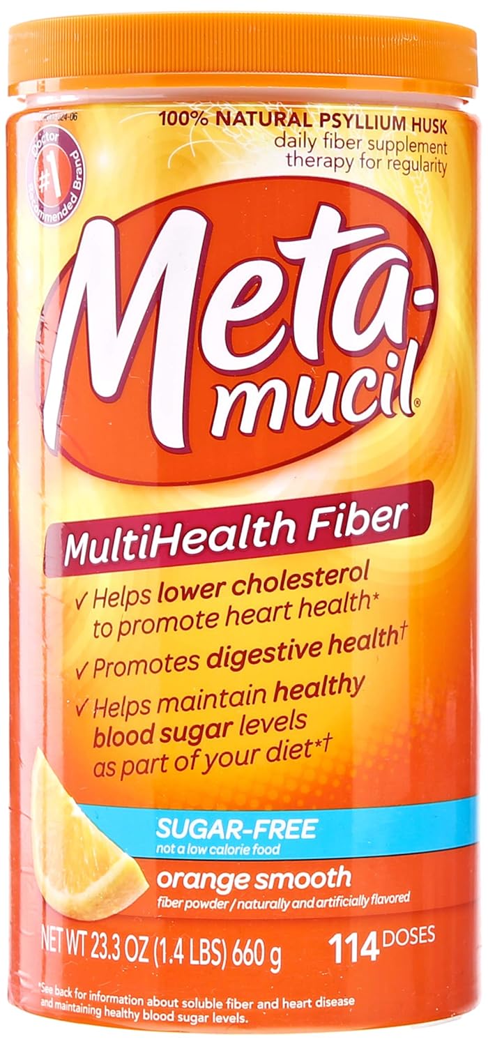 Metamucil Daily Fiber Supplement, Orange Smooth Sugar Free Psyllium