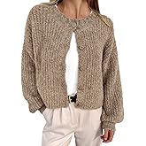 BTFBM Cardigan Sweaters for Women Fall 2026 Long Sleeve Button Down Soft Loose Chunky Knit Outwear Cropped Winter Coats