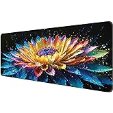 Dynippy Thin Extended Gaming Mouse Pad (31.5 * 11.8 * 0.08 inch) with Stitched Edges Large, Long XXL Keyboard and Mouse pad Desk Mat for Gaming Office & Home - Flower 30