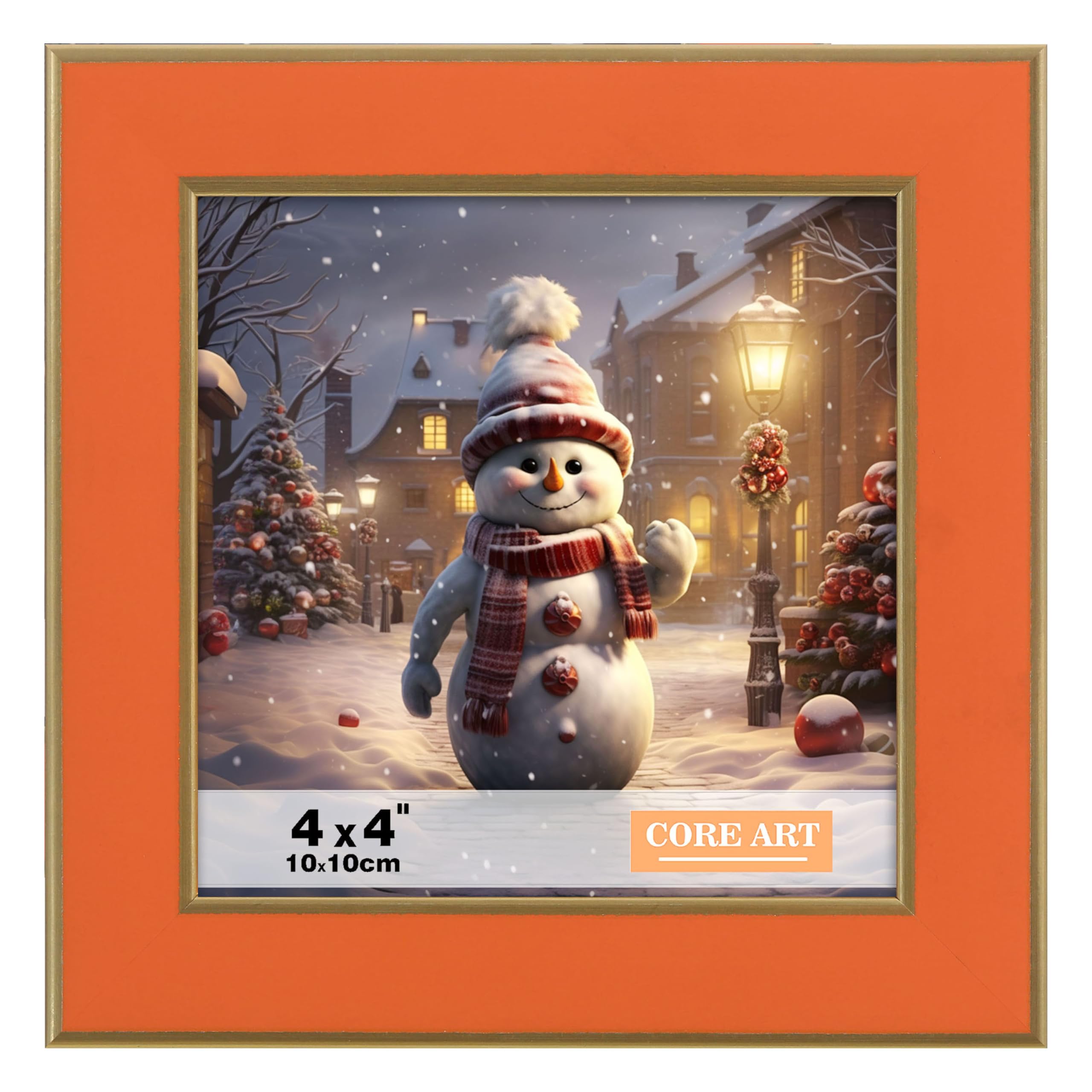 Photo 1 of CORE ART 4x4 Picture Frame Orange Square Photo Frame, Colorful Frame with HD Plexiglass, Wall or Tabletop Display