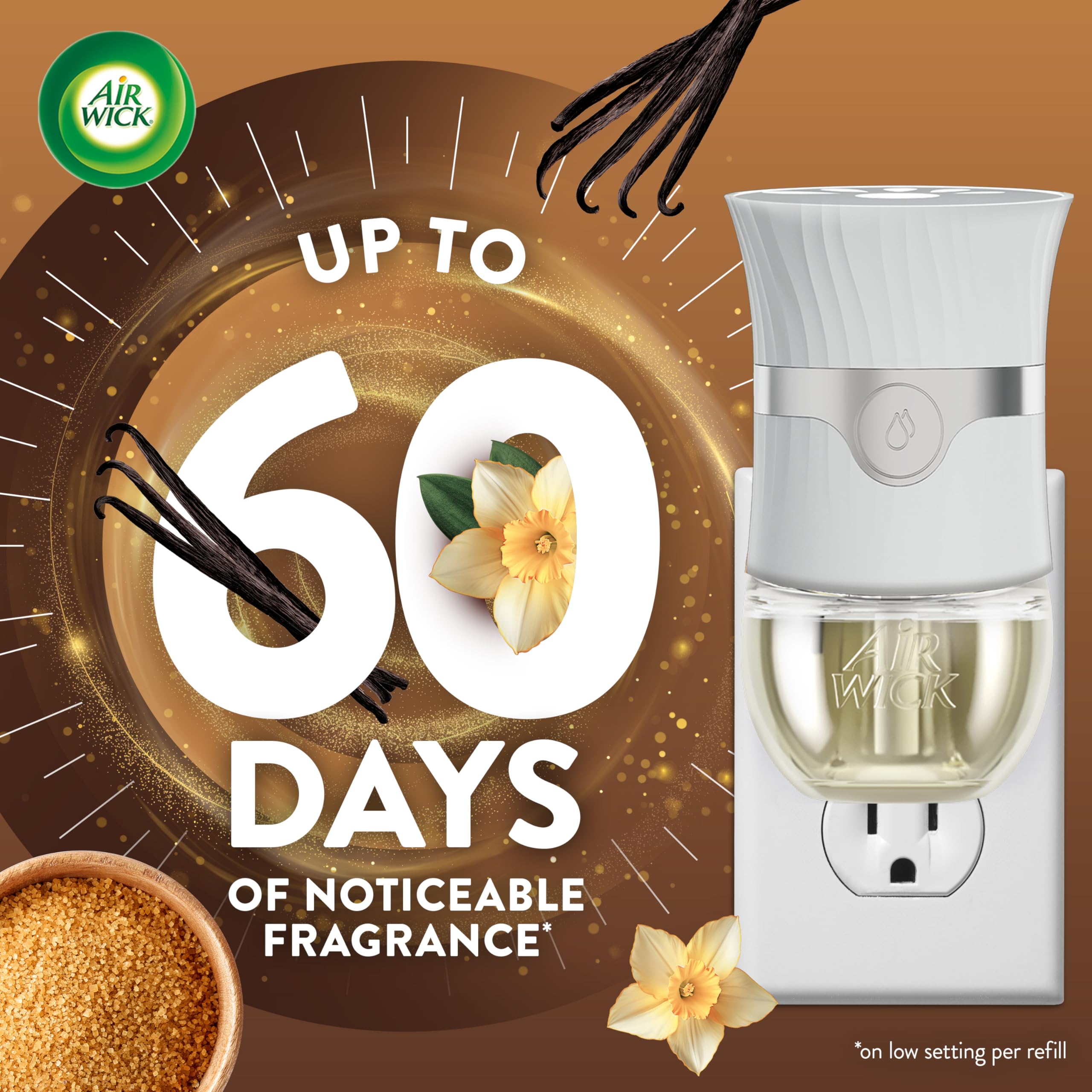 Air Wick Plug In Scented Oil Refill,Fall Scent, Fall Décor, Brown Sugar and Vanilla, 5 ct