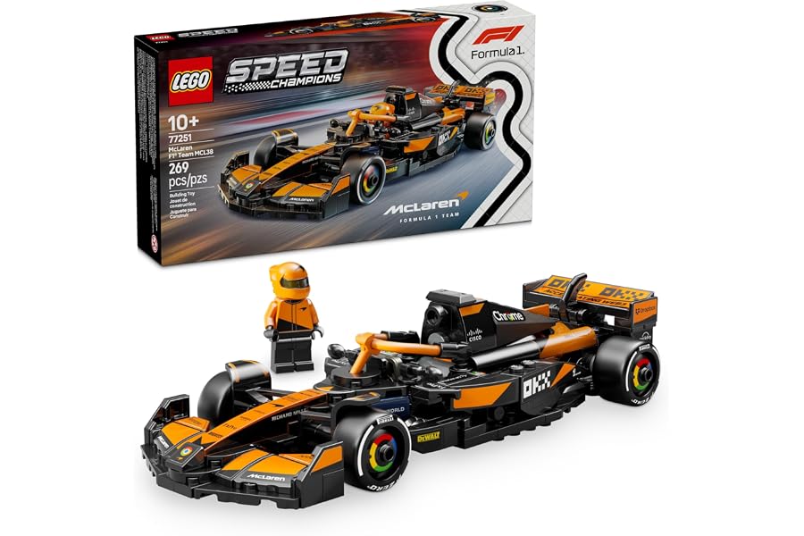 LEGO Speed Champions McLaren F1 Team MCL38 Race Car Toy - Building Set for Kids, Boys & Girls, Ages 10+ - Toy Car for F1 Fans