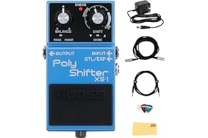 Boss XS-1 Poly Shifter Pedal Bundle with Gearlux Power Supply, Instrument and MIDI Cables, Picks, and Austin Bazaar Polishing Cloth