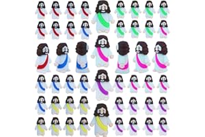 XIAWALANGZHUO 50 Pcs Little Jesus Figures Easter Mini Rubber Jesus Toys to Hide and Seek, Little Pocket Jesus Miniatures Religious Party Favors Baptism Gifts Sunday School Easter Egg Stuffers (Mix-6 Color)