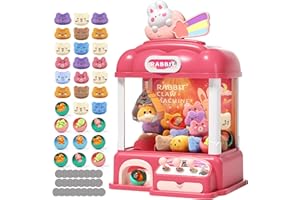 Aiqi Kids Claw Machine, Candy Vending Grabber, Prize Dispenser Toys for Girls and Boys, Electronic Claw Game Machine for Party Birthdays with Lights Sound, Includes 30 Toys and 25 Game Coins