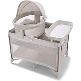 Graco Travel Dome Lux Pack 'n Play Playard, Linden | 5 Modes: Elevated &amp; Full-Size Infant Bassinet, Lift-Out Bassinet, Diaper Changer, &amp; Toddler Playard; Travel-Ready